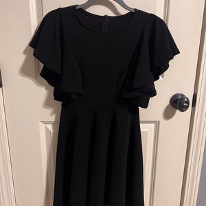 Elegant Black Ruffle Sleeve Dress